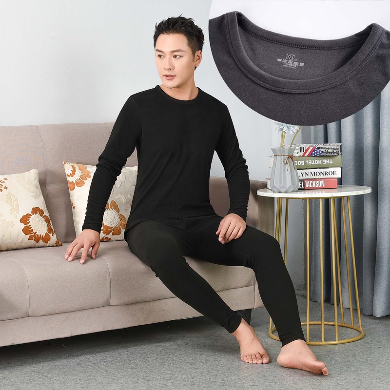 Double-sided German velvet men's thermal underwear set round neck youth 37-degree round neck plus velvet autumn clothes autumn and winter style