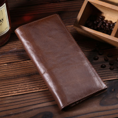 New first layer cowhide wallet long retro oil wax leather wallet men's wallet cowhide casual clutch wholesale
