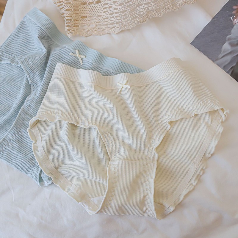 Large size N8093 Luosha color 2022 new style waffle ear edge girls mid-waist underwear women's triangle