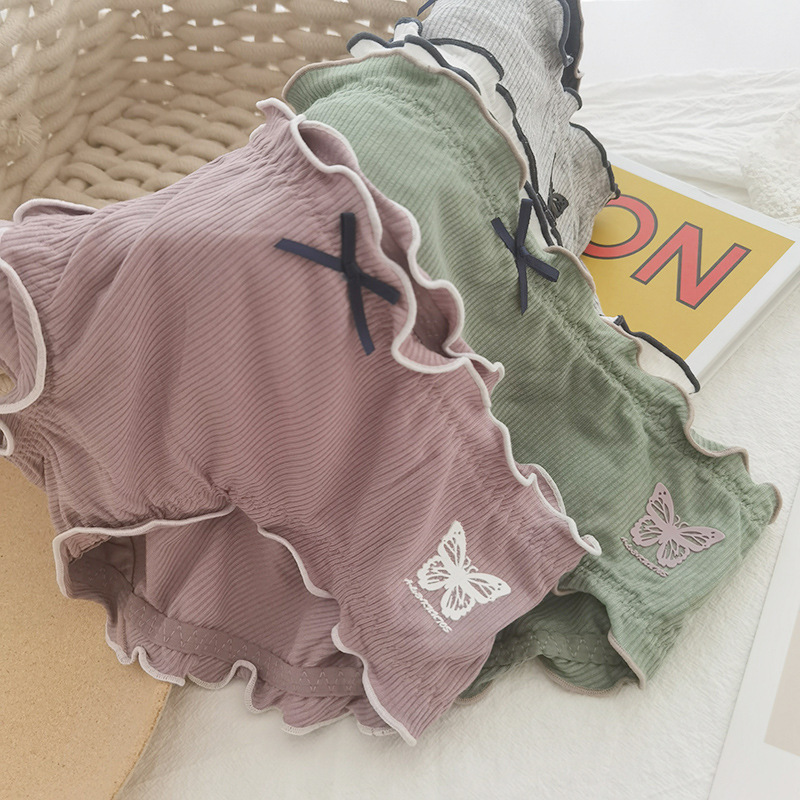 NAL30001 three-dimensional butterfly glue cute Japanese women's cotton underwear medium low waist sweet bread pants