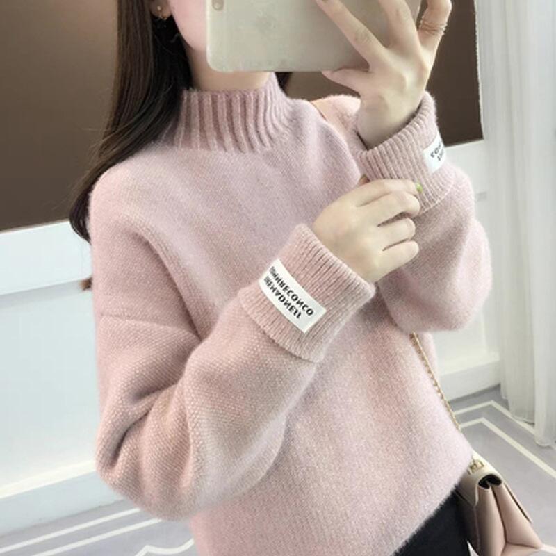 Turtleneck loose sweater for women 2022 winter new thickened chenille women's imitation mink velvet outer wear bottoming sweater