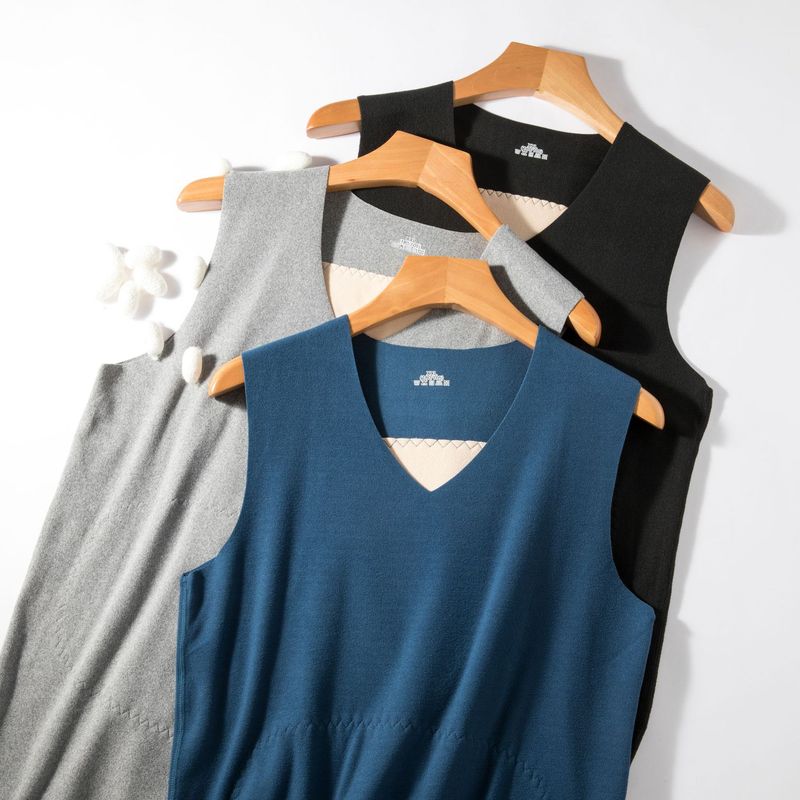 Double-sided imitation German velvet seamless thermal vest for men and women quick-heating plus velvet bottoming shirt for autumn and winter thickened close-fitting single top