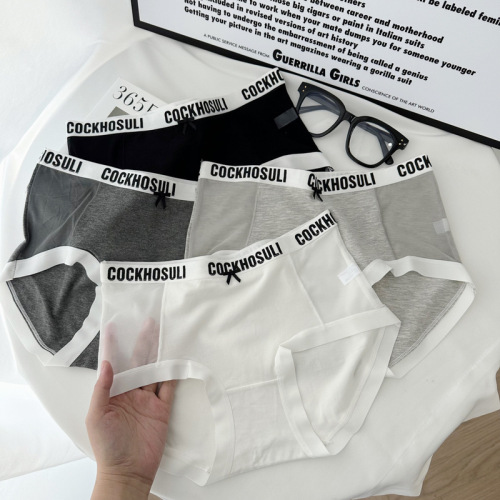 N8336 Sexy Cold Wind ~ Light Belly Controlling Mesh Letter Waist Women's Underwear Medium High Waist Briefs for Good Looks