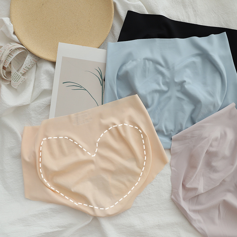 N611 no-butt peach love buttocks seamless ice silk women's underwear mid-waist briefs breathable silk crotch