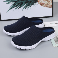 2022 Summer Women's Sports Slippers, Lazy Shoes, Flying Mesh Breathable Half-Slip Casual Walking Shoes, Large Size Couples