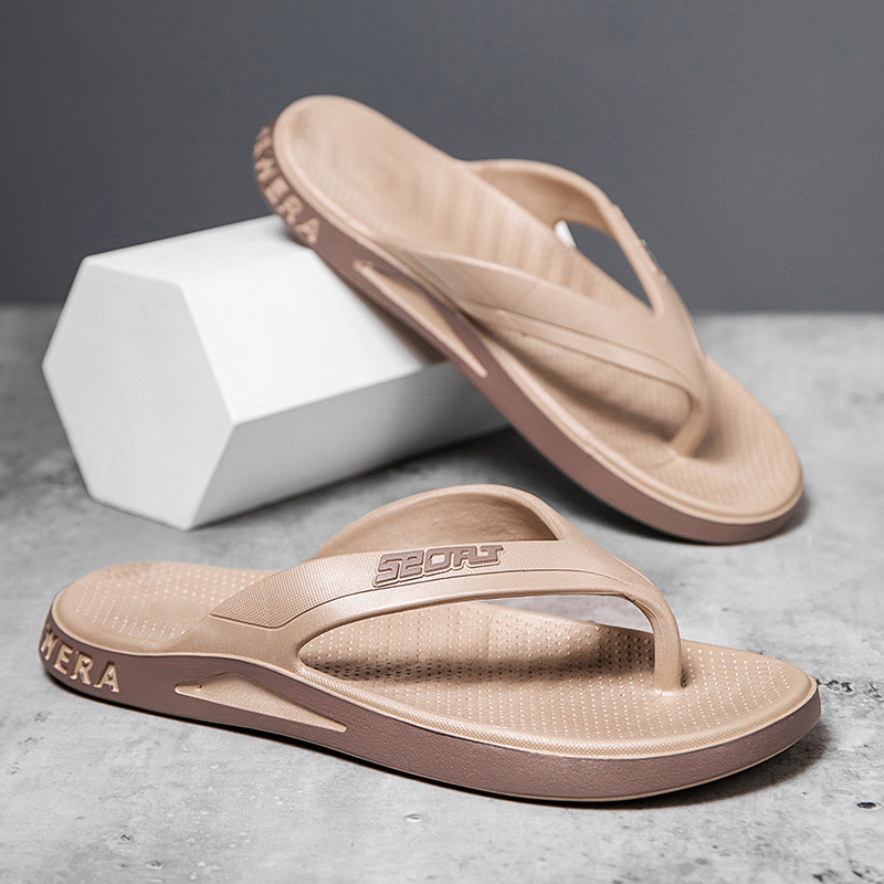 New simple khaki flip-flops for men to wear non-slip outdoor leisure flip-flops men's beach sandals wholesale