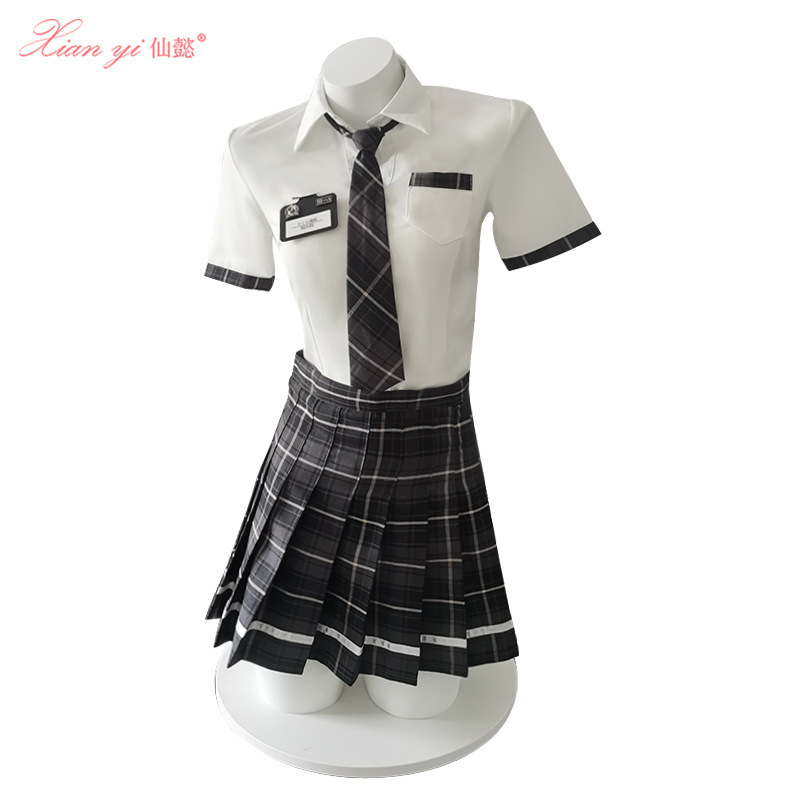 Xianyi summer Japanese style short-sleeved shirt skirt women's casual large size cute college style pleated skirt 523