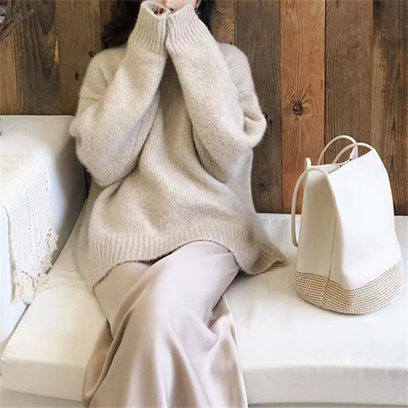 Lazy style pullover women's loose outer wear autumn and winter 2022 new Korean style round neck sweater women's tops