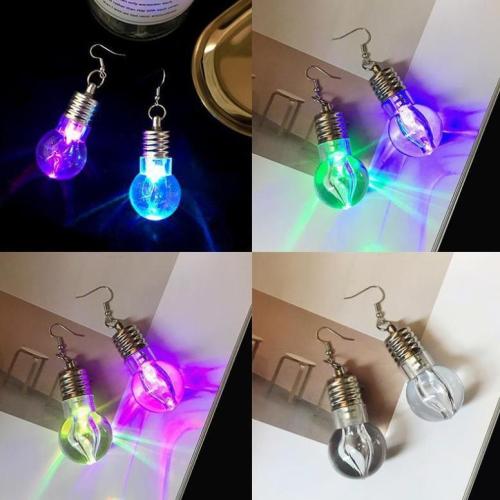 B109 Internet celebrity's same style of personality trendy female funny nightclub disco colorful light bulb earrings earrings earrings earrings