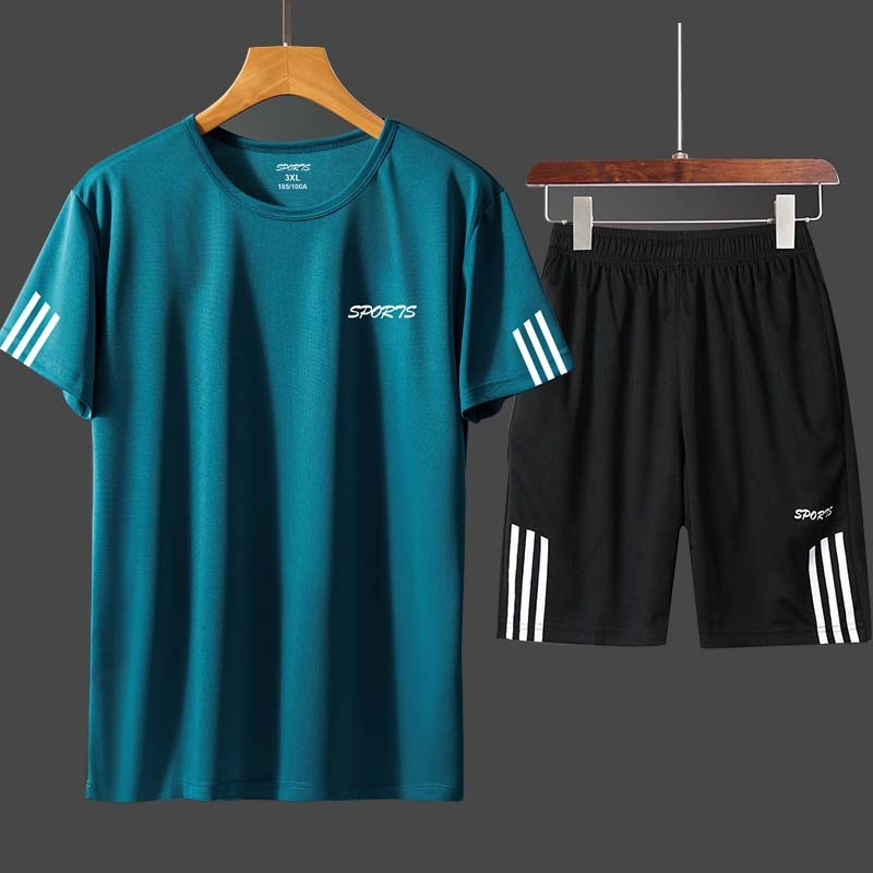 Men's breathable sports suit summer new short-sleeved men's running couple sportswear five-point shorts quick-drying clothes