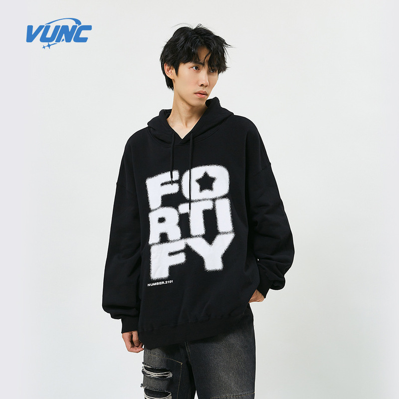 VUNC autumn 2023 new letter sweatshirt couples national fashion brand 350g terry hoodie tops for men and women