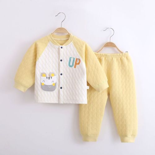 Children's underwear set, boneless baby clothes, three-layer warm folio set, baby clothes, category A spring and autumn base layer