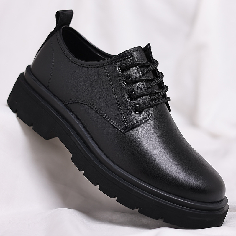 Men's Shoes 2023 Autumn Genuine Leather Shoes Men's Large-Toe Work Shoes Low-top Casual Short Boots Trendy Shoes Martin Shoes for Men