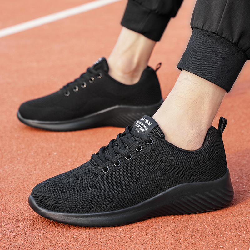 Cross-border lightweight large size breathable men's shoes spring breathable fly woven mesh trendy casual sports shoes Amazon wholesale