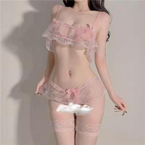 Sexy lace three-point pajamas see-through suit crotchless underwear sexy underwear manufacturer agent distribution 20118