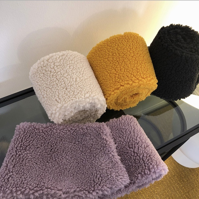 Louvre winter new Korean version simple thickened soft lamb wool small scarf warm and comfortable solid color scarf for women