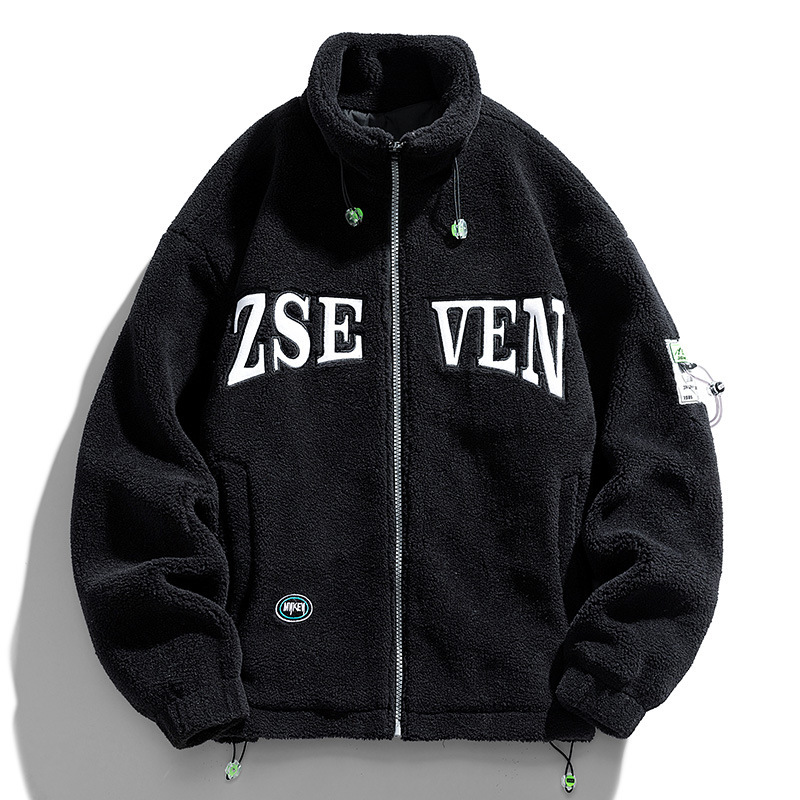 2022 new lamb wool trendy men's casual Hong Kong style youth fashion couple grain velvet winter warm lamb velvet jacket