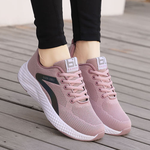Miracle new cross-border women's sports shoes, comfortable running shoes, large size fly weaving, versatile lace-up casual shoes for women