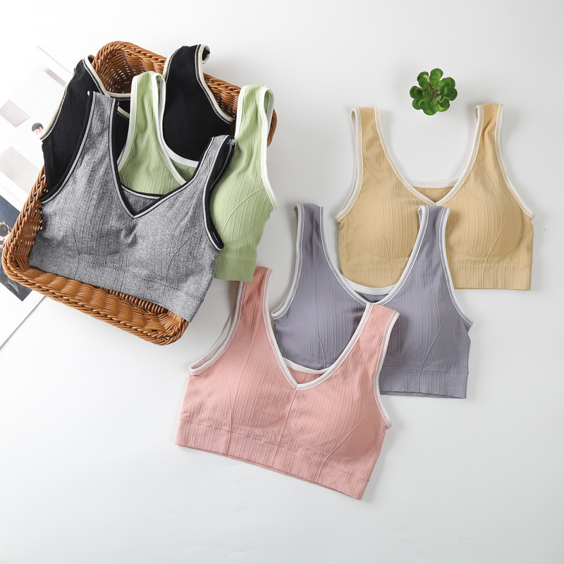 Korean vest 2.0 girl's bra-wrapped seamless tube top graphene lined bottoming anti-exposure yoga sports bra