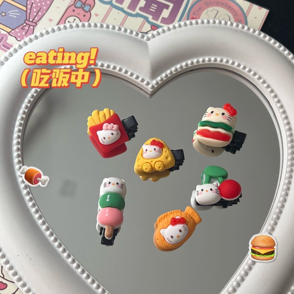 Cartoon snack cat hairpin cute ins Japanese and Korean versatile mini hairpin girl heart student hairpin trendy hair accessories