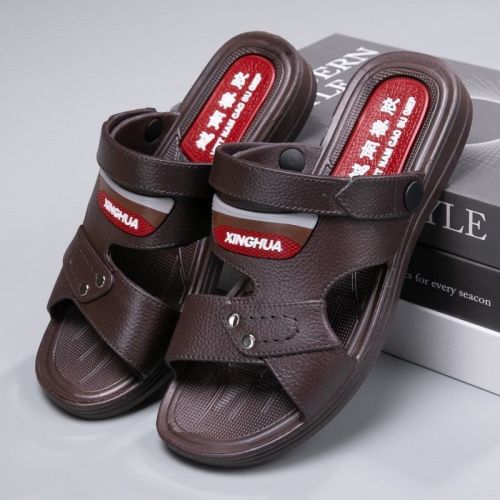 One piece free shipping Vietnamese rubber men's sandals and slippers two-wear summer men's driving thick-soled non-slip beach shoes