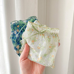 8126 sweet desire mesh breathable briefs pastoral style flower girl underwear sexy lace spring and summer thin quick-drying