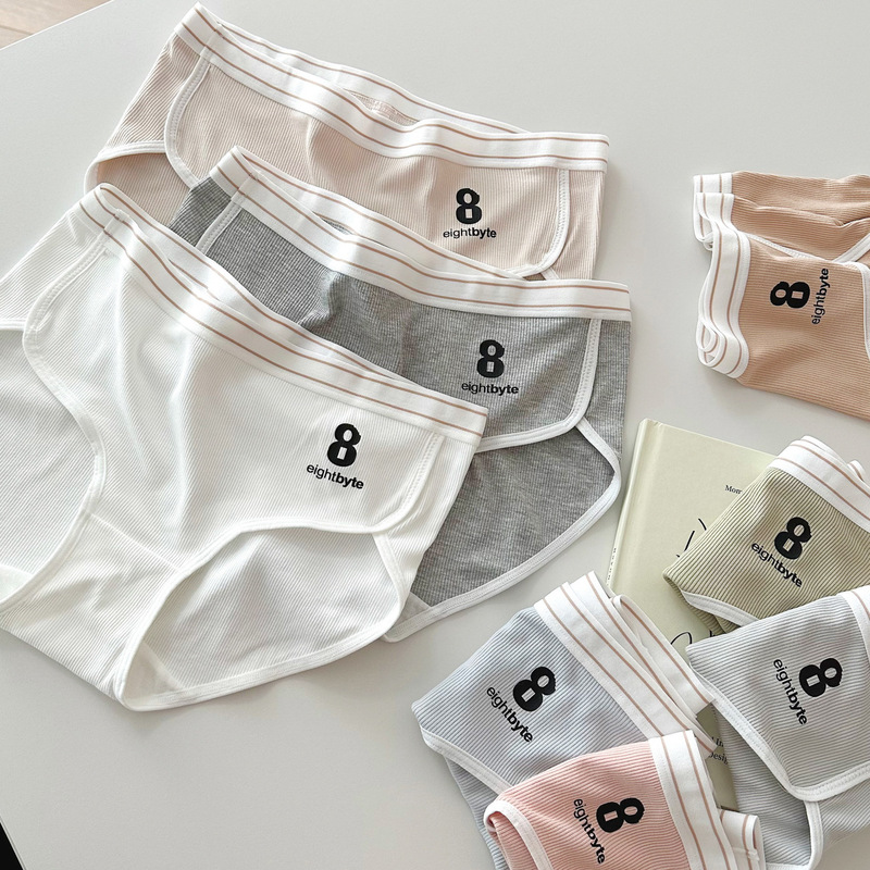 N7147 Western style light retro ribbed high slit sports women's underwear soft mid-waist women's briefs