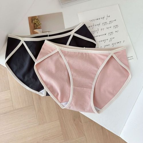 N8284 High slit pure lust sweet long legs pure cotton mid-waist briefs high slit girl underwear