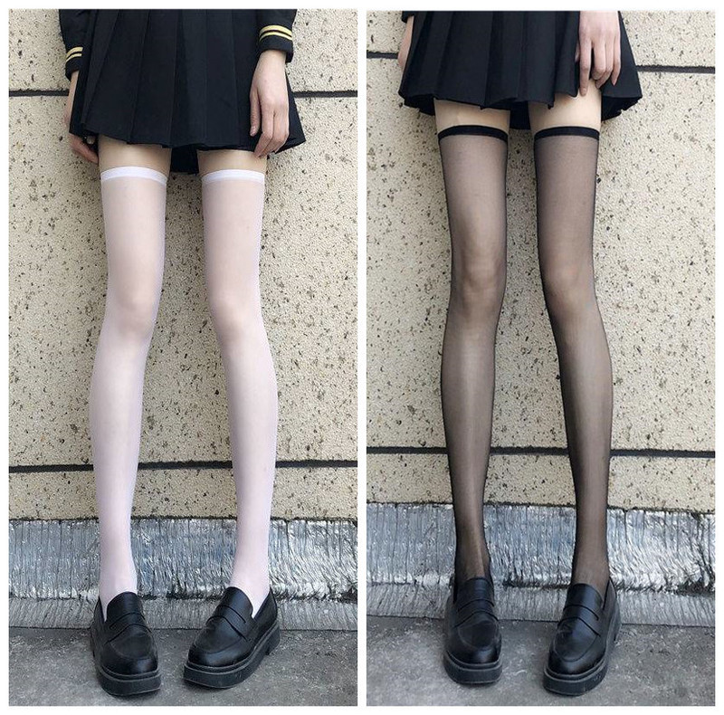 Over-the-knee socks summer thin transparent black stockings long thigh high sexy white socks women's underwear temptation