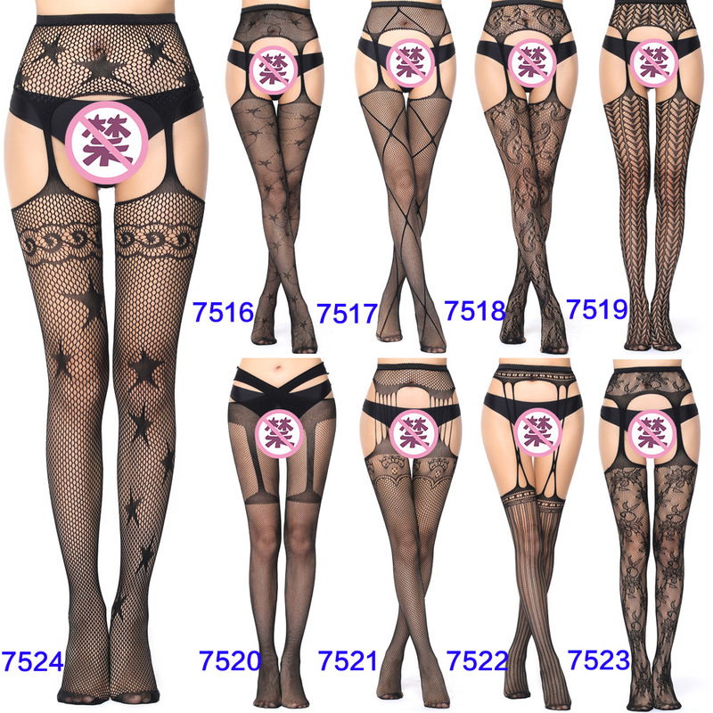 Women's garter stockings underwear hollow garter stockings jacquard pants leggings European and American fishnet stockings