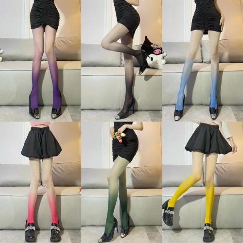 Internet celebrity gradient stockings for women in spring and summer sexy black stockings thin pure lust candy color hot girl bottoming pantyhose beautiful leg socks