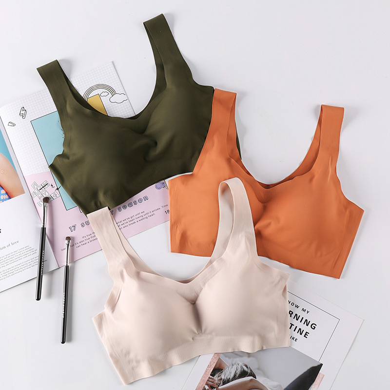 Japan's original Anxin 4th generation seamless cooling underwear without rims sleep bra beautiful back sports ice silk tube top thin