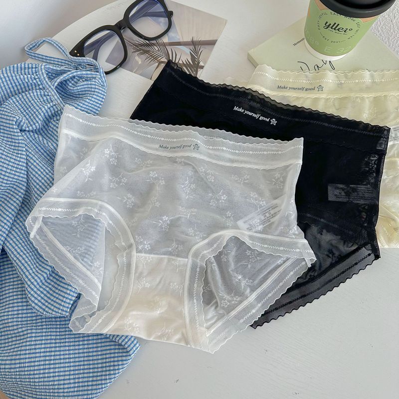Recommend N8269 Fresh spring and summer romantic flying mesh lace super soft letter waist jacquard mid-waist women's underwear triangle