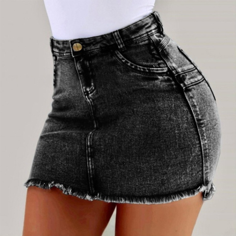 Creative 2024 intellectual style women's clothing fermentation bleached denim short skirt hip skirt skirt manufacturer wholesale