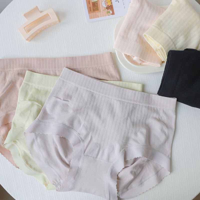 N8193 60 Count Modal Large Version Belly Controlling Seamless Underwear Women's Mid-waist Seamless Girls' Briefs Macaron