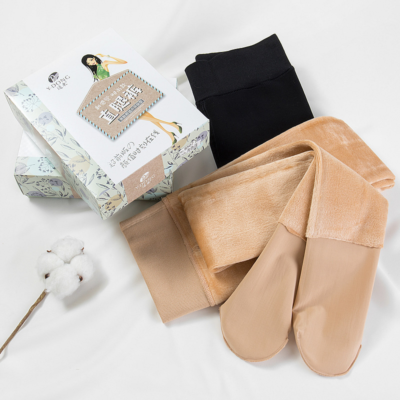 Autumn and winter women's velvet thickened warm all-in-one pantyhose bare leg skin color outer wear foot leggings