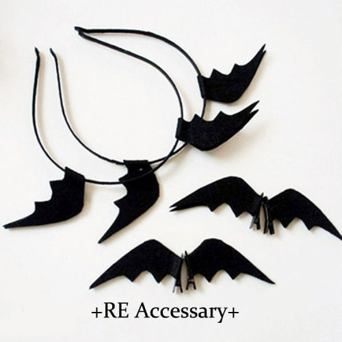 Halloween cute Japanese soft girl lolita black little devil bat wing hairpin funny hairband