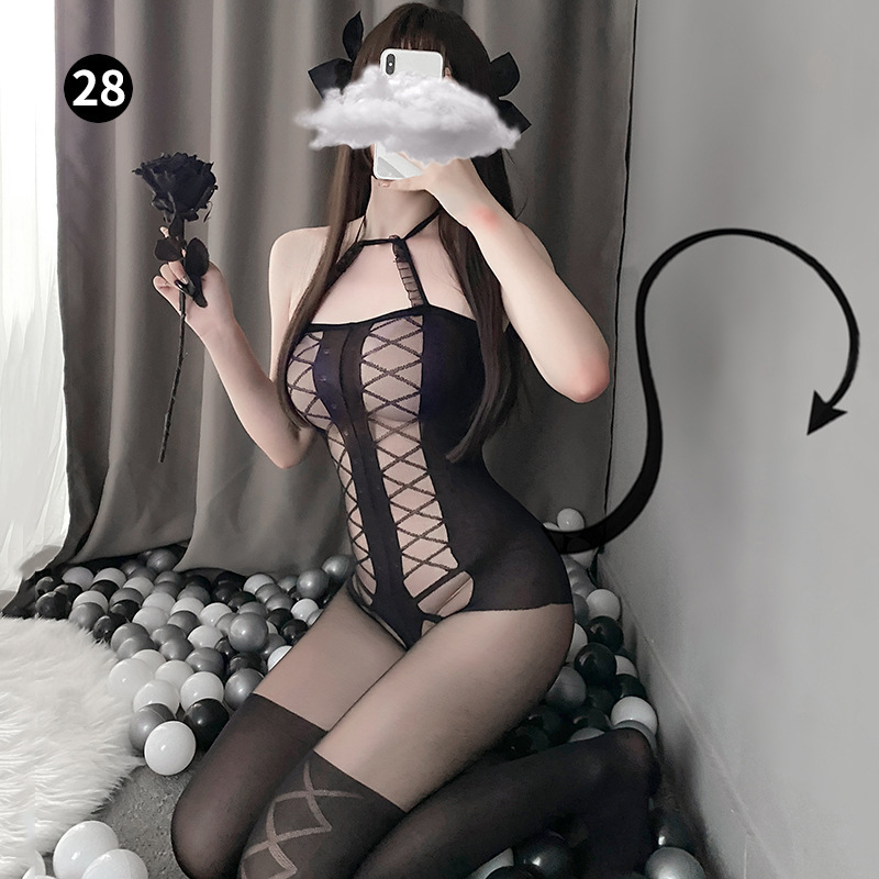 Sexy lingerie foreign trade sexy transparent lace jumpsuit thigh stockings sexy stockings European and American socks for women
