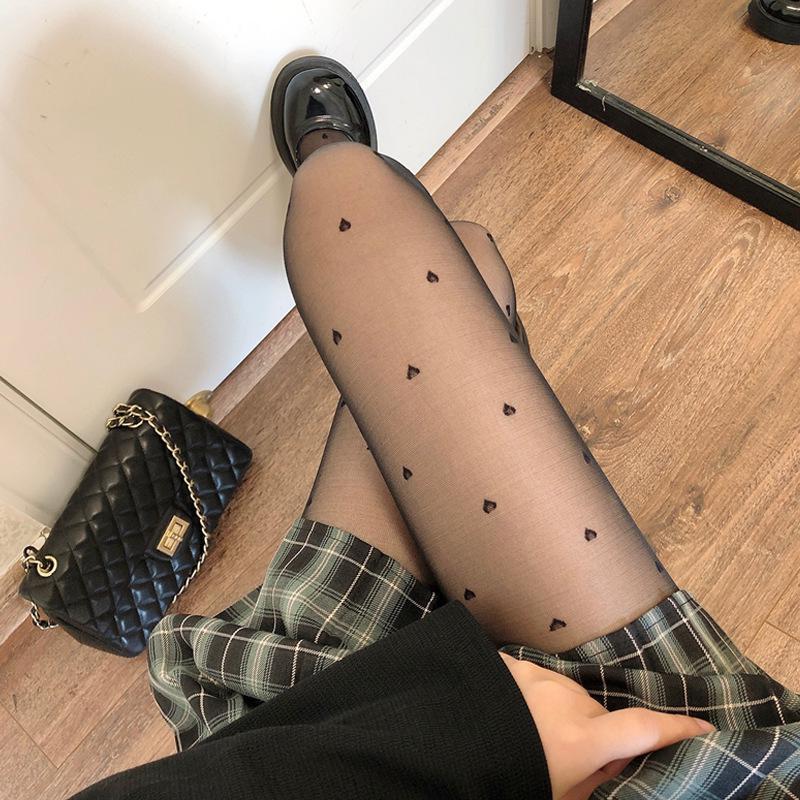 Spring and summer sweet black silk thin section jk love polka dot white stockings sexy white pantyhose polka dot socks