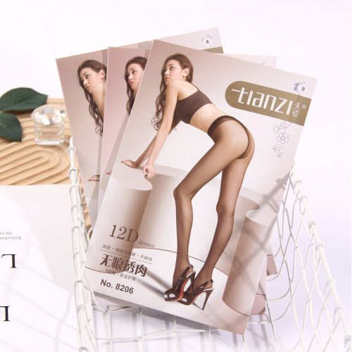 Tianzi 12D Summer Thin T-type Seamless Translucent Anti-snagging Pantyhose Bottoming Socks Micro-pressure Slimming Stockings Do Not Fall Off 8206