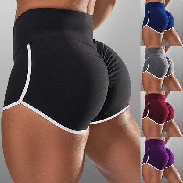 2020 New Summer European and American Foreign Trade Women's Large Size Sexy Solid Color High Waist Sports Running Tight Butt Lifting Shorts