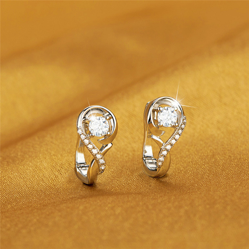 Longrui Korean style simple musical note earrings, cross-border new women's zircon love earrings and earrings