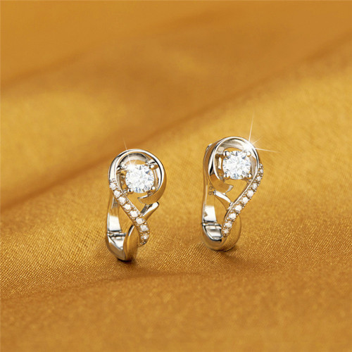 Longrui Korean style simple musical note earrings, cross-border new women's zircon love earrings and earrings