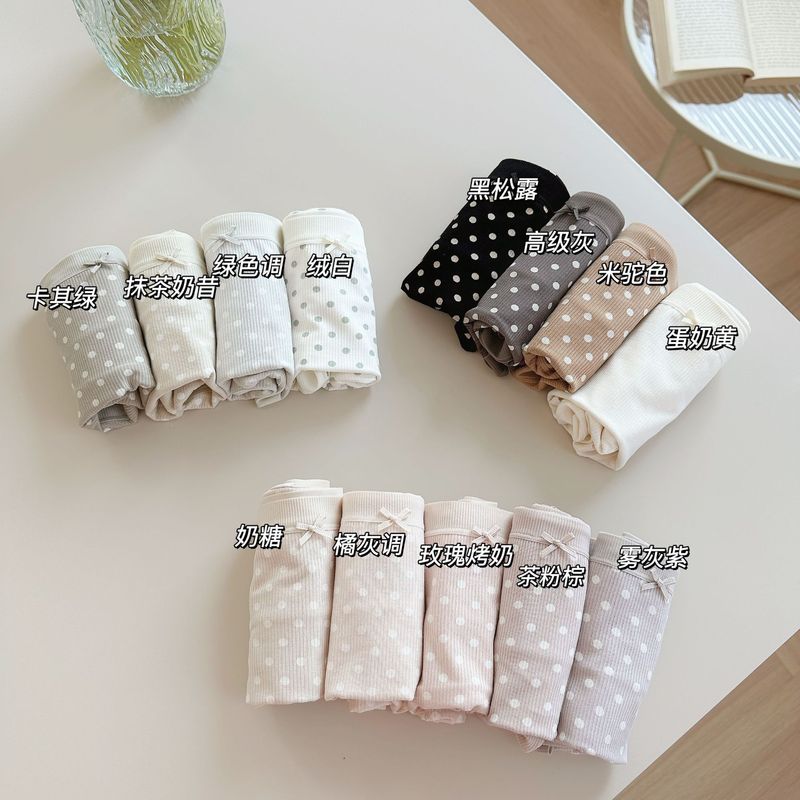 8312 No lace comfortable retro polka dot special color gray tone mid-high waist retro simple briefs for girls