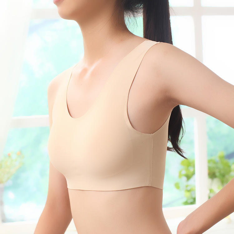 Seamless underwear for women, thin, large and small breasts, summer push-up, back-fixing cup, shock-proof sports bra for running