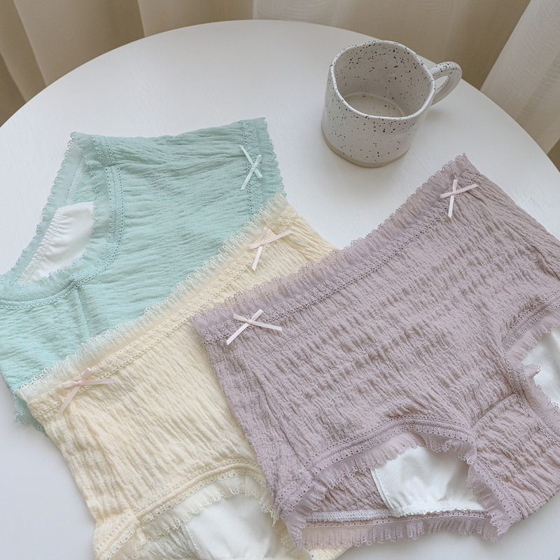 N8013 Bubble lace cotton sense women's menstrual period leak-proof underwear large size fat MM full cotton crotch