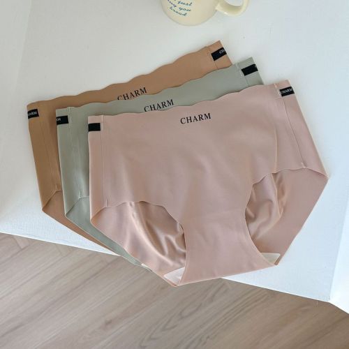 N8296 Xiaoxiangfeng 3D peach butt seamless panties one piece casually cut ice silk mid-waist women's briefs