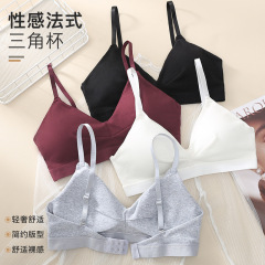 Summer new French underwear, pure cotton, wire-free triangle cup, comfortable sweat-absorbent, traceless girl student underwear bra