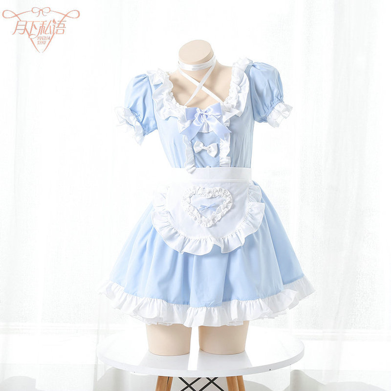 New two-dimensional Japanese cute halterneck lolita maid pleated dress maid suit