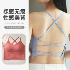 Cross-border Kaka Beauty Back Vest Large Size Cross Backless Wrapped Chest Girl Sexy Underwear No Steel Ring New Sports Bra
